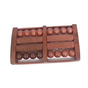 SAHARANPUR HANDICRAFTS Easy-to-use & carry Multiple roller Feet Massager- Stress Relief- Acupressure (Sheesham Wood Brown 8 Rods)