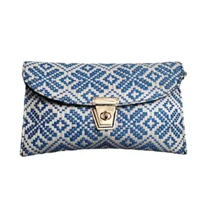 INDIACRAFT Jaipur Handmade Jacqured Cotton Clutches For Womens And Girls., Sky Blue