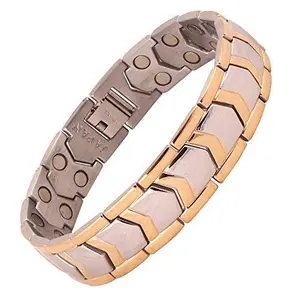 Amazheal Bio Magnetic Therapy Double Ton Titanium Energy Metal Bracelet For Men & Women