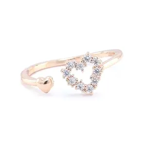 SAYONAM FASHION Rose Gold Heart Shape Stainless Steel Adjustable Ring, Stainless Steel, No Gemstone