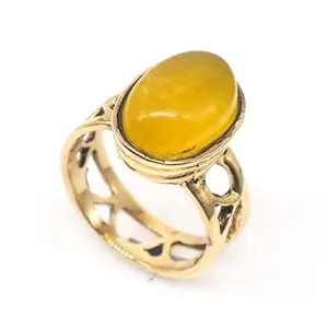 RidVik Yellow Onyx Gemstone Handmade Brass Jewelry Beautiful Gift Ring US 7 RIN-6011, Gemstone, Onyx and Onyx