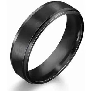 NEERAJYOTI stylish band ring (black) stainless steel titanium plated, Metal, No Gemstone