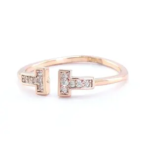 SAYONAM FASHION Rose Gold Tiffany Stainless Steel Adjustable Ring, Stainless Steel, No Gemstone