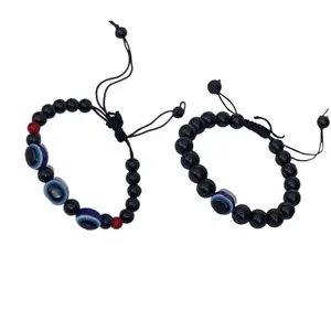Evil Eye Bracelet for Women/men Set of, Nazariya Bracelet for Women, Black Thread/beads Bracelet, One Size, Stone, Evil eye