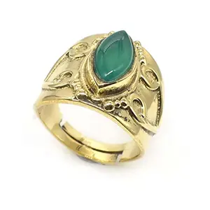 RidVik Beautiful Green Onyx Gemstone Unique Handmade Brass Jewelry Gift Ring RIN-2163, Gemstone, Onyx and Onyx