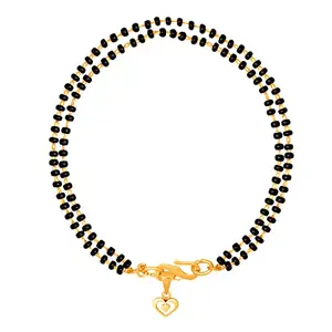 Mahi Dual Chain Charm Mangalsutra Bracelet with Beads and Crystal for Women (PABR1100488PR), Fits well for Bangle Sizes 2.2, 2.3, 2.4 and 2.5, Metal, Beads