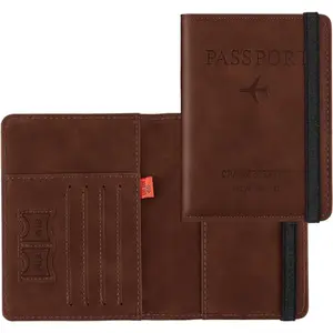 XAMILE Passport Holder Cover PU Leather RFID Travel Wallet Case Organiser Accessories Indian Passport Cover for Passport, Business Cards, Credit Cards, Boarding Passes, Dark Brown, S, Casual