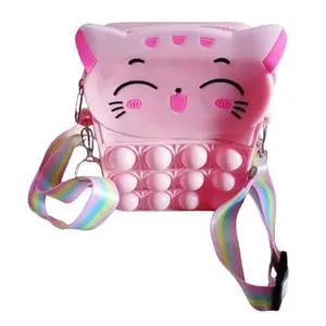 ZOKCY® Cute Cat Small Pop Purse (Pack of 1 Pcs) Pop Purse for Girls With chain,Shoulder Bag Fidget Toys/Birthday return Gift/Stylish Cross Body Pop Purse for Girls/Handbag/Silicone Bag Pop for Girls,