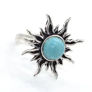 RidVik Sun Look Larimar Pretty Gemstone Jewelry Adjustable Fashion Ring, Gemstone, Larimar (Colored Gemstone)