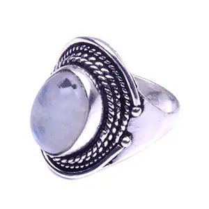 RidVik Shiny Rainbow Moonstone Fashion Gemstone Handmade Jewelry Ring Size 8 RIN-1847, Gemstone, Moonstone and Moonstone