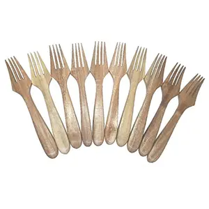 Neem Wooden Fork Set of 10 in Natural Dinning Table Accessories Fruit Forks Kitchen Items