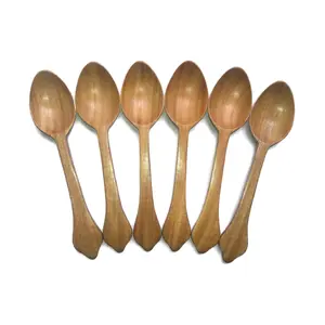neem Wooden Dinner Spoon Coffee Spoon Tea Spoon -Set of 6 (inch 6.3)