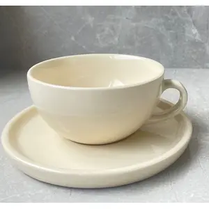 Ceramic Kitchen Latte Tea Cup & Saucer One piece