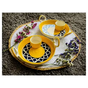 Ceramic Kitchen Flavum Plat - Yellow Set of 2  Platters