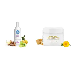 Virgin Coconut Oil | The Moms Co. Natural 10-in-1 Baby Hair Oil - 200 ml & Nipple Butter Cream for sore and cracked Nipples 25 g