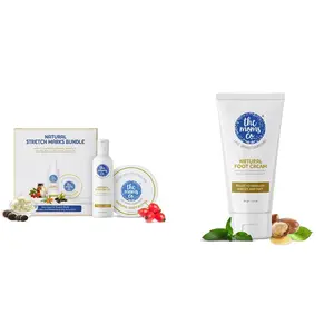 The Moms Co All Natural Complete Care Solution For Stretch Marks For Women Stretch Mark Oil (100Ml) And Natural Body Butter (100G) & Foot Cream 50 G