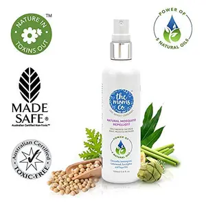 The Moms Co. Natural Mosquito Repellent for Babies Spray | Power of 5 Natural Oils | Australia-Certified Toxin-Free (100ml)