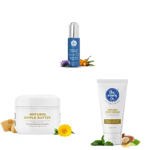 The Moms Co Natural Age Control Face Oil (30ml) & The Moms Co. Nipple Butter Cream for sore and cracked Nipples 25 g & The Moms Co. Foot Cream 50 g