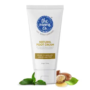 The Moms Co. Natural Foot Cream With Argon oil Vit E & Peppermint Essential Oil Relief for Swollen Ankles and Feet- 50 g
