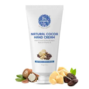 The Moms Co. Natural Cocoa Hand Cream for Women & Men 50g for Dry and Rough Hands | With Cocoa Shea Butters & Vitamin E for Intense Moisturization