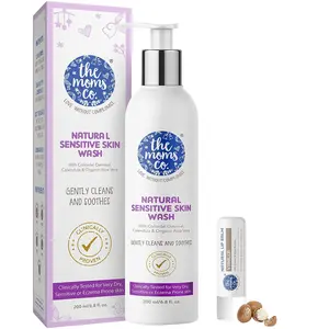 The Moms Co. Very Dry Sensitive or Itchy Skin Wash with Daily Moisturising Natural Soothing Relief Wash (200ml) & Natural Lip Balm Shea & Cocoa Butter(5gm) (Vanilla)