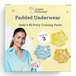 SuperBottoms Padded Underwear For Growing Babies/Toddlers | With 3 Layers Of Cotton Padding & Super DryFeel Layer| Pull-Up Style For Potty Training & Diaper-Free Time. Size 2 Explorer