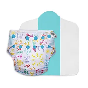 SuperBottoms UNO Freesize Cloth Diaper | Cloth diaper for babies 3M to 3Y | Washable & Reusable cloth diaper | Comes with cloth diaper inserts | 1 Organic Cotton Soaker (White Warli &lt;3)