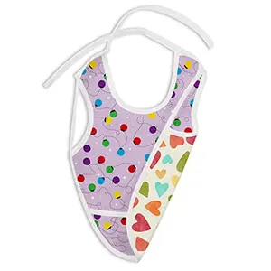superbottoms WaterProof Apron Style Reversible Bib for babies with crumb catcher(Fairy Lights+Baby Hearts Print)