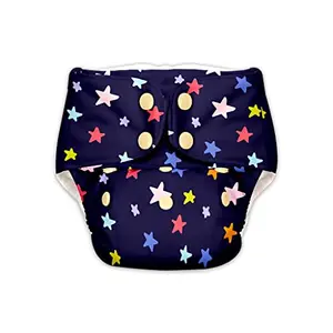 SuperBottoms BASIC Reusable Cloth Diaper for babies 0-3 Years | Freesize AdjustableReusable Cloth Diaper for babies | Outer Shell only | (WITHOUT dry feel pad/soaker/insert) (Blue Star)