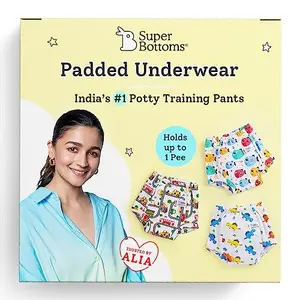 superbottoms Padded Underwear | Waterproof Pull up Underwear | Potty Training s for Babies | Pull up Unisex Trainers| Size 0 (9-12 Month) Striking Whites Waist(in cm) 29-31