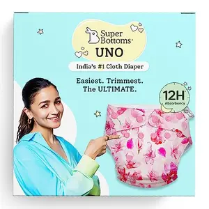 SuperBottoms NEW UNO Freesize Cloth Diaper | Cloth diaper for babies 0 to 3 years | Washable & Reusable cloth diaper | Comes with cloth diaper insert | 1 Diaper and 1 Organic cotton Soaker
