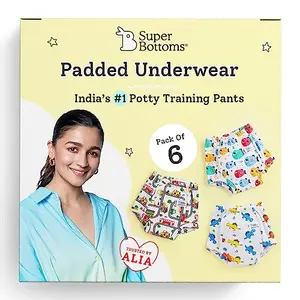 SuperBottoms Padded Underwear For Growing Babies/Toddlers | With 3 Layers Of Cotton Padding & Super DryFeel Layer Pull-Up Style s For Potty Training & Diaper-Free Time.