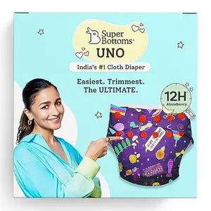 SuperBottoms NEW UNO Freesize Cloth Diaper | Cloth diaper for babies 3M to 3Y | Washable & Reusable cloth diaper | Comes with cloth diaper insert | 1 Diaper and 1 Organic cotton Soaker