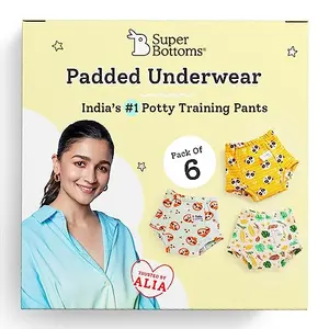 SuperBottoms Padded Underwear | Waterproof Pull up Underwear | Potty Training Pants for Babies | Pull up Unisex Trainers| Padded underwear for toddler | Size 1 (1-2 Years) Jungle Jam