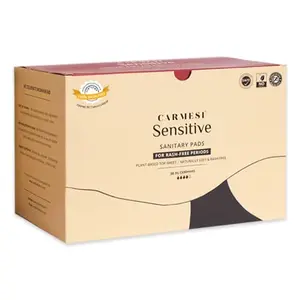 Carmesi Sensitive Sanitary Pads - 30 Pads (XL) - Certified 100% Rash-Free by Gynecologist - Natural Plant Top Sheet - No Fragrance No Chlorine - Wide Wings - Without Disposal Bags