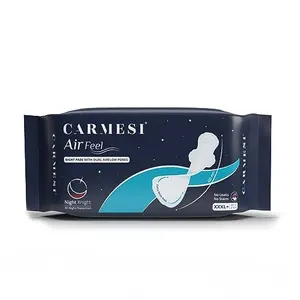 Carmesi Air Feel Night Sanitary Pads | 8 XXXL+ Extra-Long Pads With Wide Back | All-Night Stain Protection | No Leaks | Super-Absorbent Core | Airy Sweat-Free | Soft & Ultra-Thin|Non-Toxic