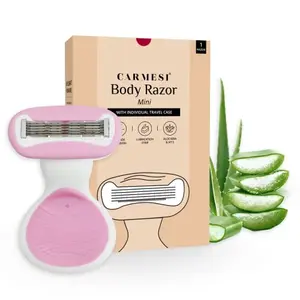 Carmesi Body Razor for Women's Hair Removal |1 Pc | With Travel Case | 5-Blade Precision | Smooth & Hassle-Free Shaving on the Go | Aloe Vera & Vit E