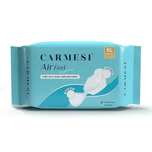Carmesi Air Feel Sanitary Pads With Dual Airflow Pores - 10 XL Pads With Wide Back | Airy Dry Sweat-Free Rash-Free & Comfy | Soft Lightweight & Ultra-Thin | Super-Absorbent Core | Non-Toxic