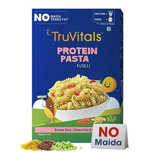 TruVitals Healthy Pasta - No Maida Gluten Free Made With Brown Rice Chana Dal & Peas 2x Protein with 4x Fiber Fusilli(400g)