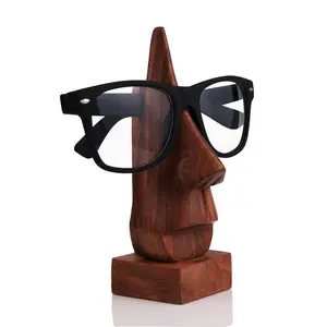 CHURU SANDALWOOD CARVED PRODUCTS Quirky Hand Crafted Wooden Specs Stand 6.5 inches