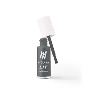 MyGlamm LIT Nail Enamel - Bold Glamm - Grounded (Smoky Grey) | Chip Resistant Long Lasting High Shine Glossy Nail Polish (7ml)