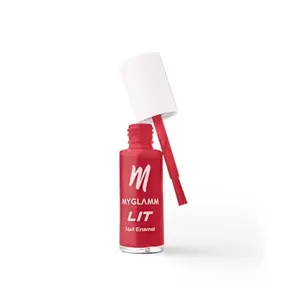 MyGlamm LIT Nail Enamel - Daily Glamm - Boi Bye (Classic Red Shade) | Chip Resistant Long Lasting High Shine Glossy Nail Polish (7ml)