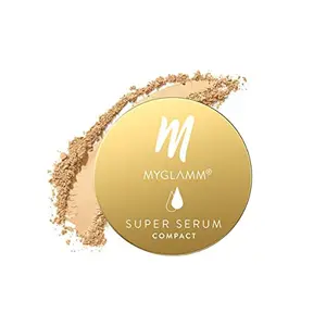 MyGlamm Super Serum Compact - 102W Beige 9g | Infused With Hyaluronic Acid & Vitamin E | Matte Finish Compact Powder | All Skin Types