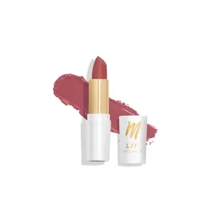 MyGlamm LIT Moist Matte Lipstick - Pink Crush (Mauve Shade)| Long Lasting Pigmented Hydrating Lipstick with Moringa Oil and Vitamin E (4.2g)