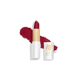 MyGlamm LIT Moist Matte Lipstick - Red Avenue (Chilli Red Shade)| Long Lasting Pigmented Hydrating Lipstick with Moringa Oil and Vitamin E (4.2g)