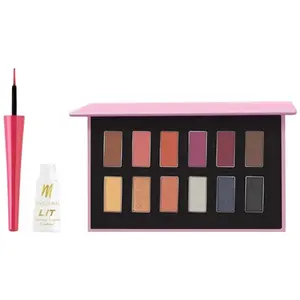MyGlamm LIT Glossy Liquid Eyeliner-Pink Rave-3.5ml & POPxo Makeup Collection -12 Eyeshadow Kit-Squad Goals-8.4gm