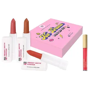 MyGlamm Ultimatte Long Stay Matte Liquid Lipstick-Coral Slayer-2.5ml & POPxo Makeup Collection -Mini Lip Kit-No Drama-7.5gm