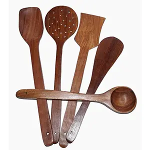 Kitchen King Cooking Utensils Product Handmade Wooden Serving and Cooking Spoon Kitchen Utensil Set of 5