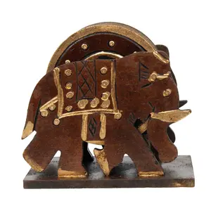 CHURU SANDALWOOD CARVED PRODUCTS Elephant Design Wooden Tea Coaster Handicraft (Brown)