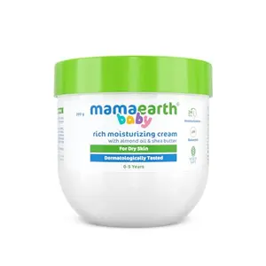 Mamaearth Baby Rich Moisturizing Cream With Almond Oil & Shea Butter For Dry Skin - 200 g | For Face & Body | 24-Hour Moisturization | Nourishes & Softens Skin